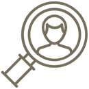 Magnifying glass over a person icon