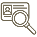 Magnifying glass over identification card